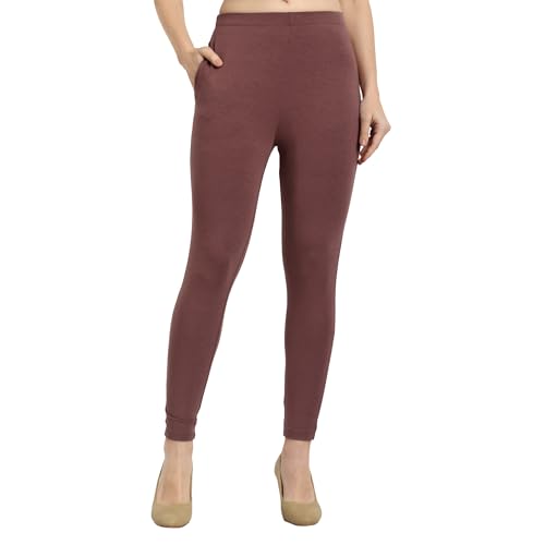 Image of ONE SKY Women Ankle Length Leggings | Premium Cotton Modal Spandex Blend | High Waist Stretchable & Bio-Washed Fabric | Colour-Lock | Ethnic Leggings for Women