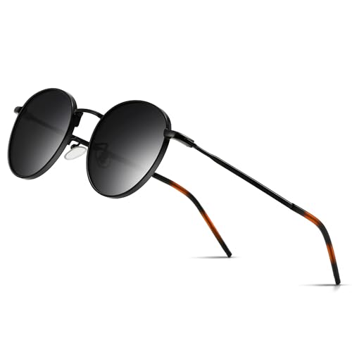 SUNGAIT Ponderable Metal Round Sunglasses for Men Women Classic Vintage Polarized Circle Sun Glasses