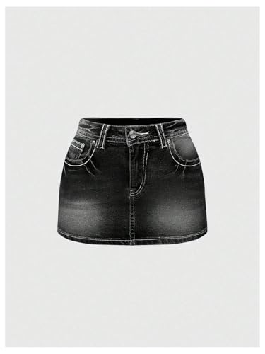 WDIRARA Women's Low Rise Butterfly Embroidery Bodycon Mini Denim Skirt Y2k Jean Skirt2