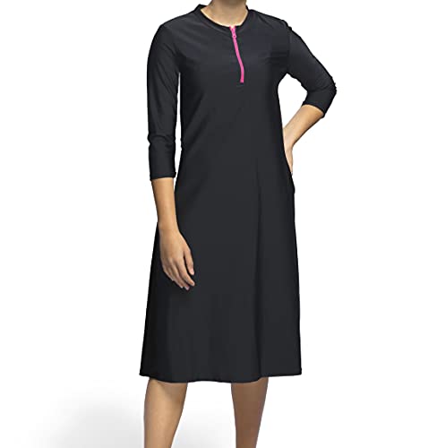 Shira Modest Woman Swim Dress | 3/4 Sleeve, Tznius Cover Up, UPF 50+, Quick-Dry