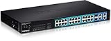 TRENDnet 24-Port PoE 10/100Mbps Ethernet and 4-Port Gigabit Web Smart Switch with 2 Shared Mini-GBIC Slots, Rack Mountable, Lifetime Protection TPE-224WS