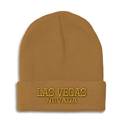 Beanies for Men Nevada Las Vegas United States Embroidery State Map Names United States Winter Hats for Women Acrylic Skull Cap 1 Size Khaki Design Only