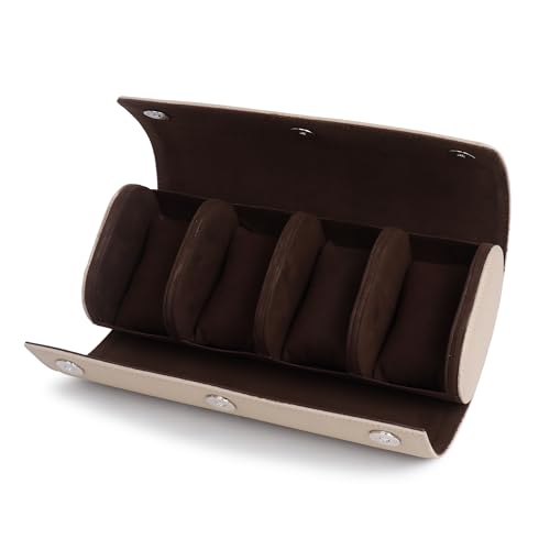 Image of essart Travel Watch Roll Case 4 Slots - Portable Luxury Watch Organizer & Storage Box for Men & Women