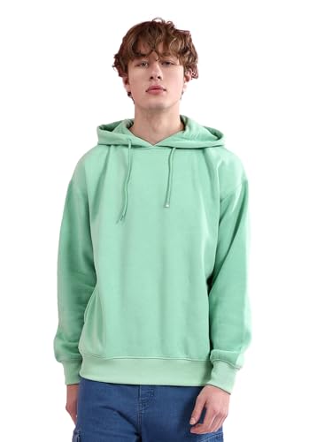 Image of The Indian Garage Co Men Regular Fit Solid Overhead Hooded Sweatshirt