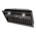 Akicon 36 Inch Range Hood Insert, Ultra Quiet Stainless Steel Ducted Insert/Built-in Kitchen Vent Hood with Powerful Suction, Dimmable LED Lights and Dishwasher Safe Filters, 600 CFM (Matte Black)