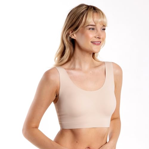 Floatley to The T-Shirt Scoop Neck Bra for Women, Silky Comfort Wirefree Seamless Grip Band Pullover Bra with Removable Pads2