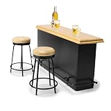 Dollhouse Furniture Metal Bar Table & Chair with Wood Top Pub Set 1:12 Scale Miniature Accessories B