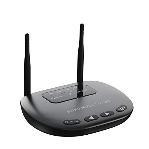 BANIGIPA Bluetooth V5.0 Transmitter Receiver for TV, Wireless Long Range 164FT Audio Adapter for Home Stereo, Support Dual Link, Pass-Through, 40MS Low Latency, AP-TX HD, Optical AUX RCA, 20 Hours BANIGIPA Bluetooth V5.0 Transmitter Receiver for TV, Wireless Long Range 164FT Audio Adapter for Home Stereo, Support Dual Link, Pass-Through, 40MS Low Latency, AP-TX HD, Optical AUX RCA, 20 Hours