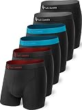 Fullluwaa Boxershorts Herren, 6er Pack Unterhosen Männer Retroshorts Boxer Baumwolle Men Unterwäsche Geeignet für Sport Täglich Outdoor 6 Pack, Schwarz03×2 丨 Schwarz01×2 丨 Schwarz012×2, XL