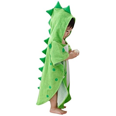 Infant Baby Wrap Bathrobe Soft Hooded Towels Boys Girls Cartoon Dinosaur Dressing Gown Sleepwear Homewear Toddlers Kids Fleece Warm Cloak Robe Swimming Poncho Shower Gift 0-4 Years Green Cover