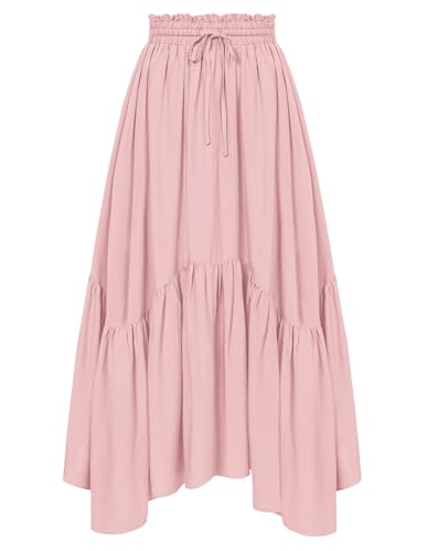 Maxi Skirts for Women High Waist Renaissance Skirt Light Pink 2XL