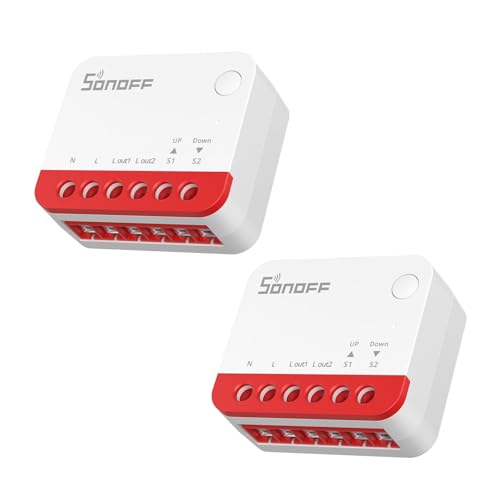 SONOFF Interruptor Zigbee para Persiana enrollable MINI-ZBRBS, Tamaño Mini, Control Porcentual, Repetidor Zigbee, Compatible con Alexa/Google Assistant/Home Assistant, Neutro Requerido, 2er-Pack