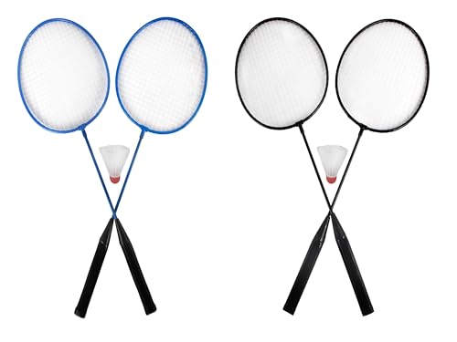 BISOMO Federball-Set, Badminton Set 3-teilig, 2 Federballschläger, Badmintonschläger + Federball Shuttle, Federballset