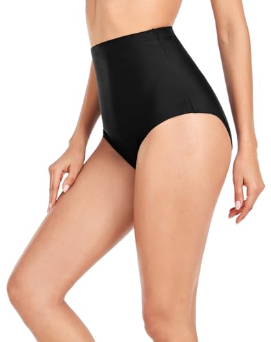 Upopby Women's High Waisted Swimsuit Bikini Bottoms Tummy Control Tankini Bottoms Swim Shorts Plus Size4