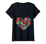 Photo Gallery donna puzzle cuore amore supporto autismo consapevolezza uomini donne bambini maglietta con collo a v Photo Gallery donna puzzle cuore amore supporto autismo consapevolezza uomini donne bambini maglietta con collo a v