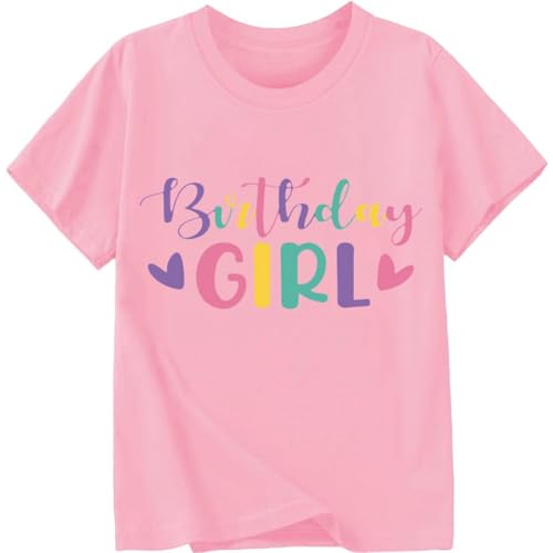 Toddler Girl Birthday Shirt Kids Cotton Short Sleeve Tshirts Birthday Party Theme Summer Tee Tops 2-7T