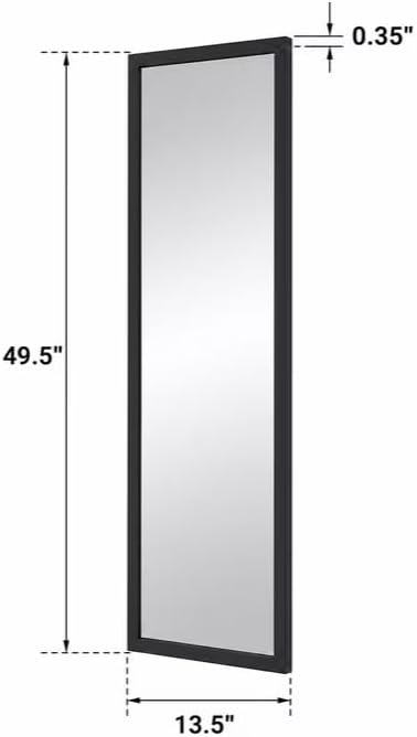 13.5"x49.5" Black Modern Full Length Door Mirror for Bedroom Living Room
