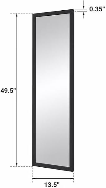 13.5"x49.5" Black Modern Full Length Door Mirror for Bedroom Living Room - 1