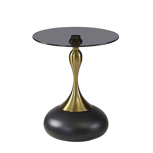 Image of The Attic Luxe Drop End Table with Unique Metal Base Decor, Tea Table for Living Room, Black