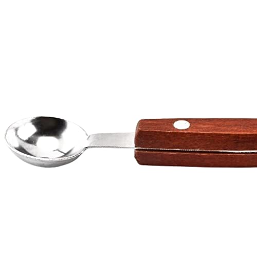 Double-Sided Fruit Melon Baller Spoon with wood handle, 2 in 1 Stainless Steel Scoop Cutter 16cm (2 Pack)