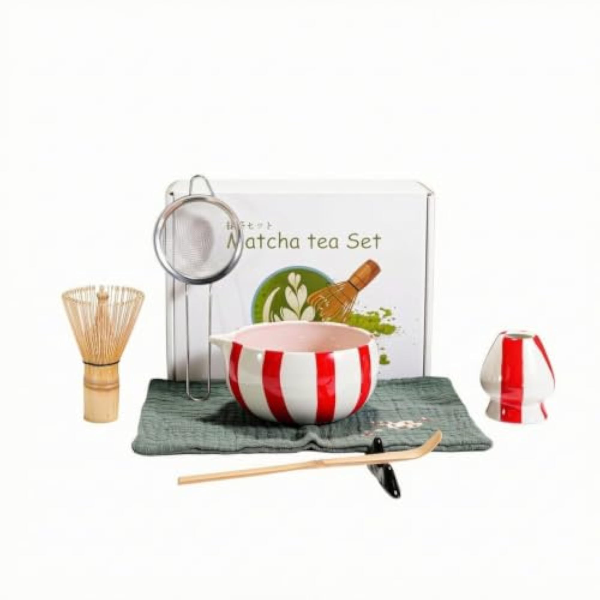 Handmade Ceramic 7-Piece Matcha Set with Whisk, Gift for Tea Lovers