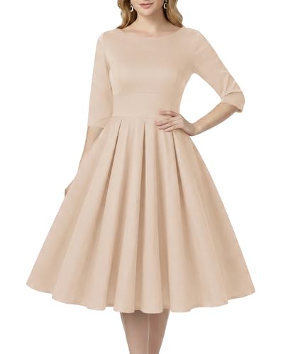 Image of MINTLIMIT Women's 1950s Retro Vintage Cocktail Party 3 /4 Sleeve Swing Dress