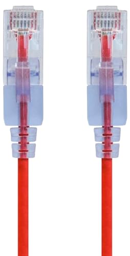 Image of Monoprice Cat6A 10ft Red 10-Pk Patch Cable UTP 30AWG 10G Pure Bare Copper Snagless RJ45 SlimRun Series Ethernet Cable