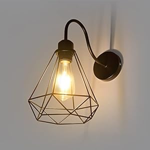 Industriële wandlamp, wandlamp, vintage verlichting, wandlamp, rustieke metalen kooi, wandlamp, Edison-stijl, antieke…
