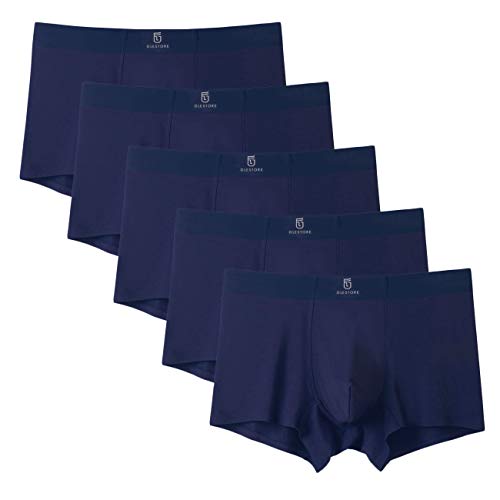 GLESTORE Bóxer para Hombre Basic Boxer 5P Ropa Interior Calzoncillos para Hombre Calzoncillos Ajustados bóxers Multipack 3 Blanc & 2 Gris Foncé L 5 Azul XL
