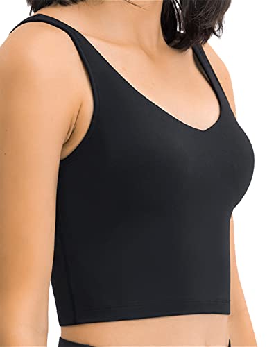 Image of POSHDIVAH Longline Sports Bra Workout Tank Tops | Padded, Removable Pads, Built in bra, Wirefree, Buttery Smooth, Soft, Fitness, Running, Yoga, Wide Straps, U-back