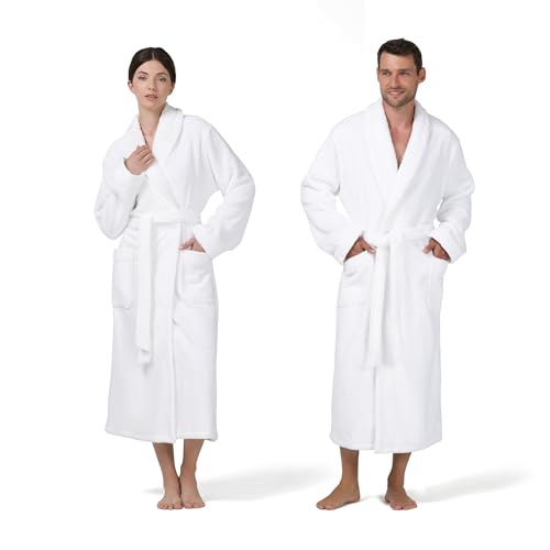 Möve Pure Luxury Schalkragenmantel aus 100% Ägyptischer Baumwolle in der Größe M, snow