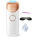 Laser Hair Removal with 5℃ Ice Cooling, Ubroo Painless IPL Laser Hair Removal Device 3 In 1 At Home Hair Remover Machine Permanent Hair Removal for Women Men Facial Body Use(Gold)