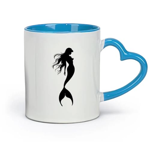 DEBINGY ceramics Coffee Milk Tea Ceramic Mugs silhouette mermaid only full body body （11oz/320ml） for Tea, Hot Chocolate Blue