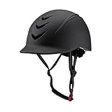 LIXSAZSE Leichter Reithelm, verstellbar, komfortabel, Schutzkappe für Damen und Herren beim Reiten und Outdoor Sport, Schwarz, L