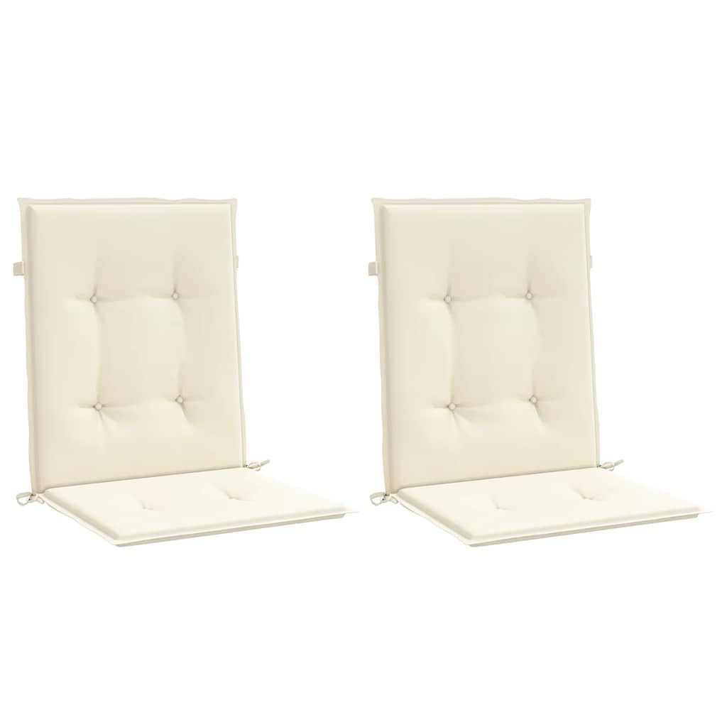2er Set Gartenstuhlauflagen für Niedriglehner, Bequeme Sitzauflagen 100x50x3 cm, Polsterauflagen aus Oxford-Gewebe für Gartenstühle, Stuhlkissen mit Haltebändern, Creme