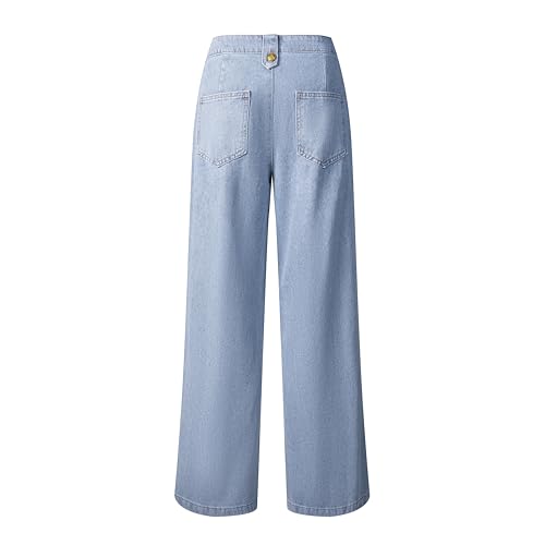 Women's High Waist Stretch Straight Casual Loose Wide Leg Jeans with Pockets2