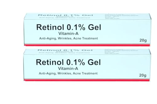 Retinol Gel 0.1 Vitamin A Repairs Fine Lines & Wrinkles, Scar Treatment, Age and Sun Spots, Anti-Aging Formula, (Pack of 2-20 Grams Each)