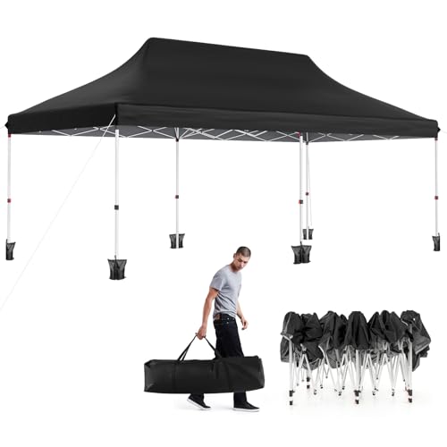 GOPLUS Tonnelle Pliante 3x6m Imperméable, Tonnelle Barnum Pliante 3x6 de Jardin Exterieur, Sac de Transport, Sac Lesté, Pavillon de Jardin Pop-Up pour Fête,...