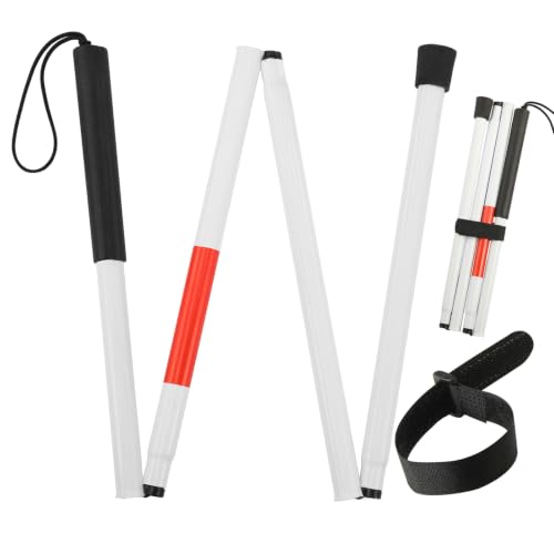 Folding Blind Cane Reflective Red Folding Walking Stick for Vision