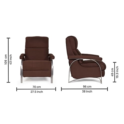 Image of Recliners India Single Seater Pushback Recliner Sofa | 3 Modes of Comfort | 645 Pushback Recliner Chair | Cushion Armrest | Living Room Recliner Sofa | 1-Year Manufacturer Warranty | Colour- Brown
