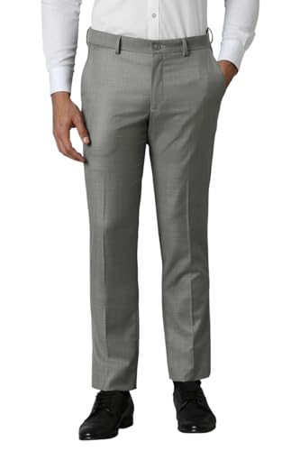 Louis Philippe Men's Slim Fit Mid Rise Pants
