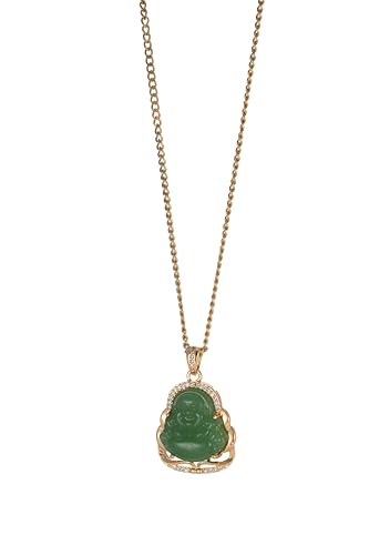 5Pcs Green Jade Buddha Pendant Necklace Set 18K Gold Plated Zircon Chain Lucky Buddha Necklace for Women Cross Dragon Dragonfly Round Pendant Necklaces for Women Jewelry4