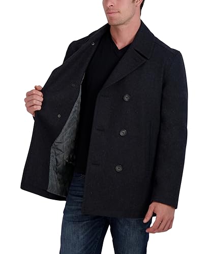 Image of Nautica Men's Wool Blend Peacoat - Double-Breasted Winter Coat, Regular, Big & Tall Sizes