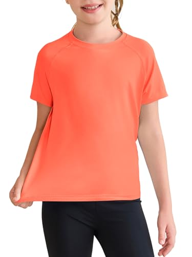 Image of Haloumoning Girls Athletic Shirts Short Sleeve Quick Dry T-Shirt Kids Summer Tee Tops 5-14Y