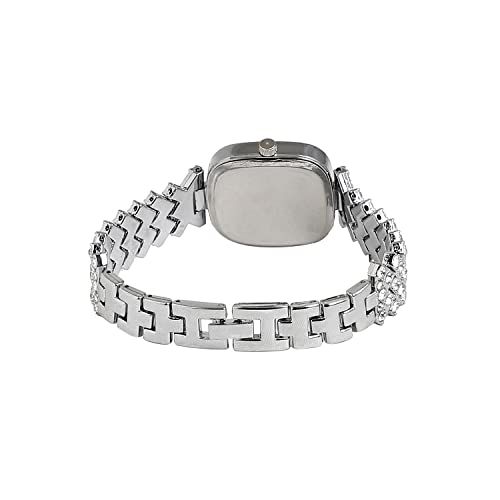 Image of Haute Sauce Women's Embellished Analog Dial with Stainless Steel Strap | Battery Power | Foldover Closure | Quartz Movement | Fashion Wrist Belt Watch for Female and Girls