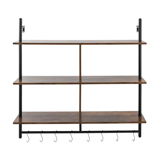 Baldas Pared, Estante de Pared 3 Niveles Madera Adecuado para Dormitorio, Cocina, Baño, Sala Estar, Solución Ahorrar Espacio