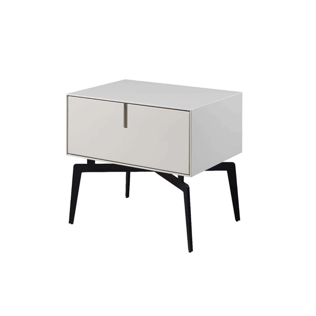 BASXDRFXZ Bedside Storage Table Home Bedside Table Modern Minimalist Storage Bedside Table Locker Wrought Iron Side Table Living Room Bedroom Bedside Table Nightstand for Bedroom(White)
