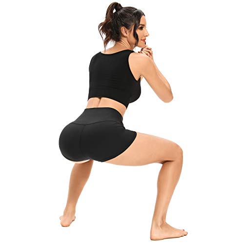 Lxnmgo Women's 2" High Waist Yoga Shorts Tummy Control Biker Running Workout Compression Shorts For Women Black, L #TOP4