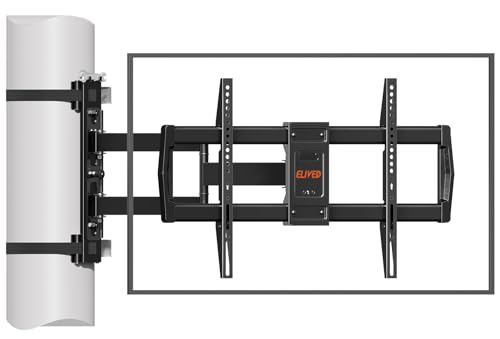 ELIVED Pillar TV Mount for Most 32-75 TVs Column TV Mount for Gazebo Patio Pergola No Drill Full Motion tv Bracket Swivel and Tilt Fits Multi-Shaped Poles Max VESA 600x400mm 88 Lbs.