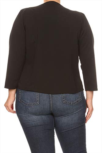 Women's Plus Size Long Sleeves Collarless Open Front Solid Blazer Jacket Made in USA4